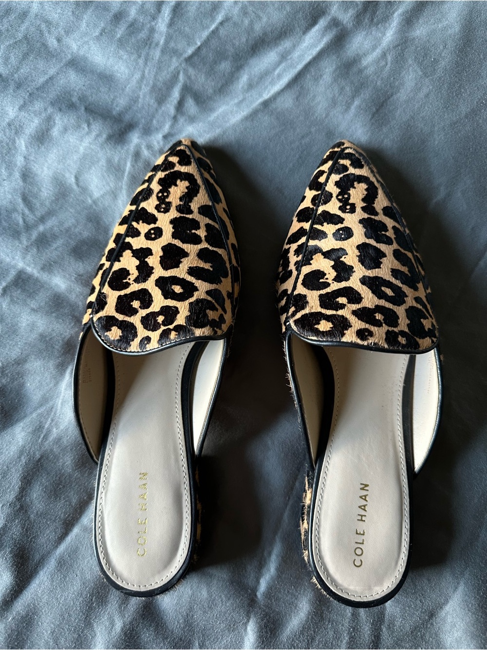 Cole Haan Leopard-Print Pointed Mule in Tan and Black
